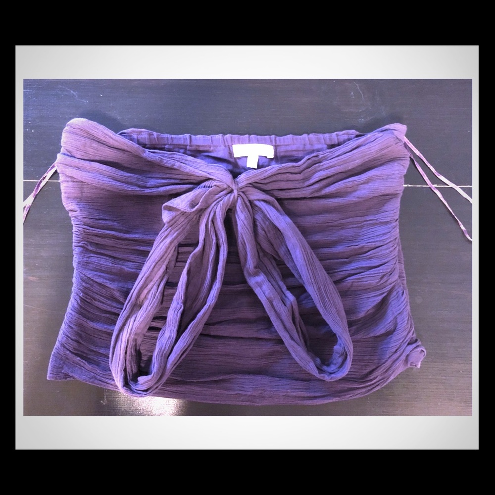 Kookai Exclusive Linen Bandeau Purple Top